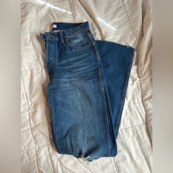 RE/DONE midwash distressed 90s high rise loose fitting straight leg jeans - Picture 2 of 10